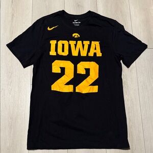 Nike Men’s Black Iowa Graphic Tee with Gold Print #22 Clark Size S